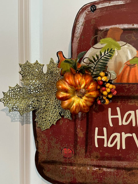 Burgundy Truck Harvest - Fall Door Decoration
