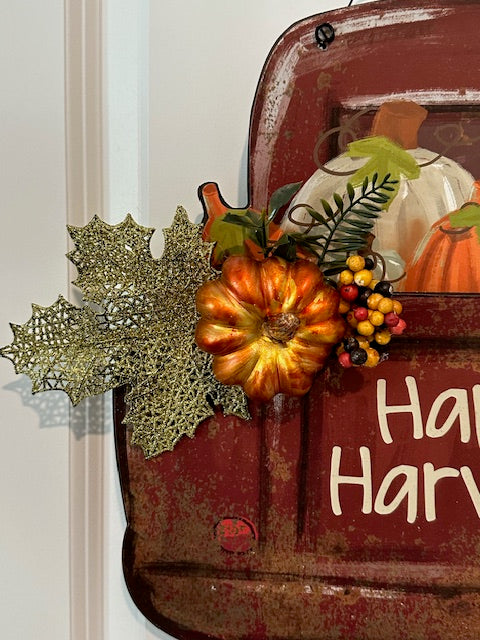 Burgundy Truck Harvest - Fall Door Decoration