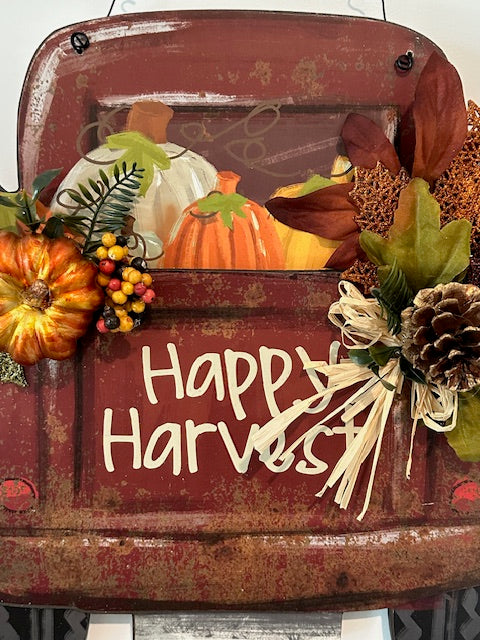 Burgundy Truck Harvest - Fall Door Decoration