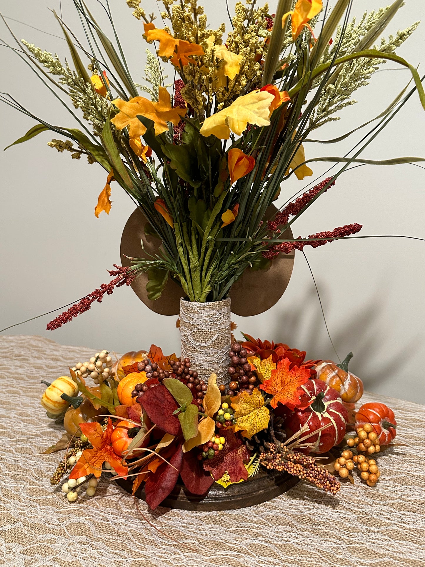 Welcome - Orange Shiny Pumpkin Fall Floral