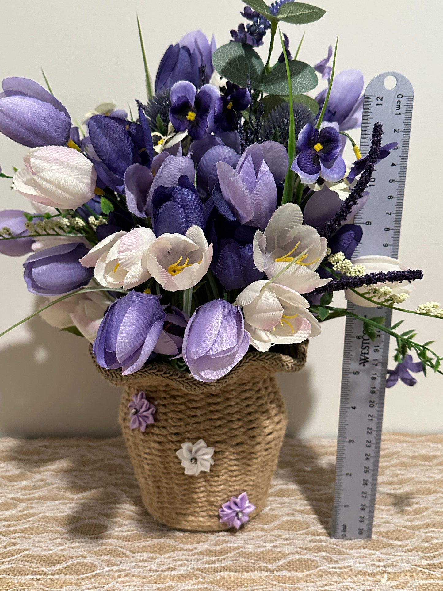 a. FLORAL DECOR: Purple and Ivory Tulips