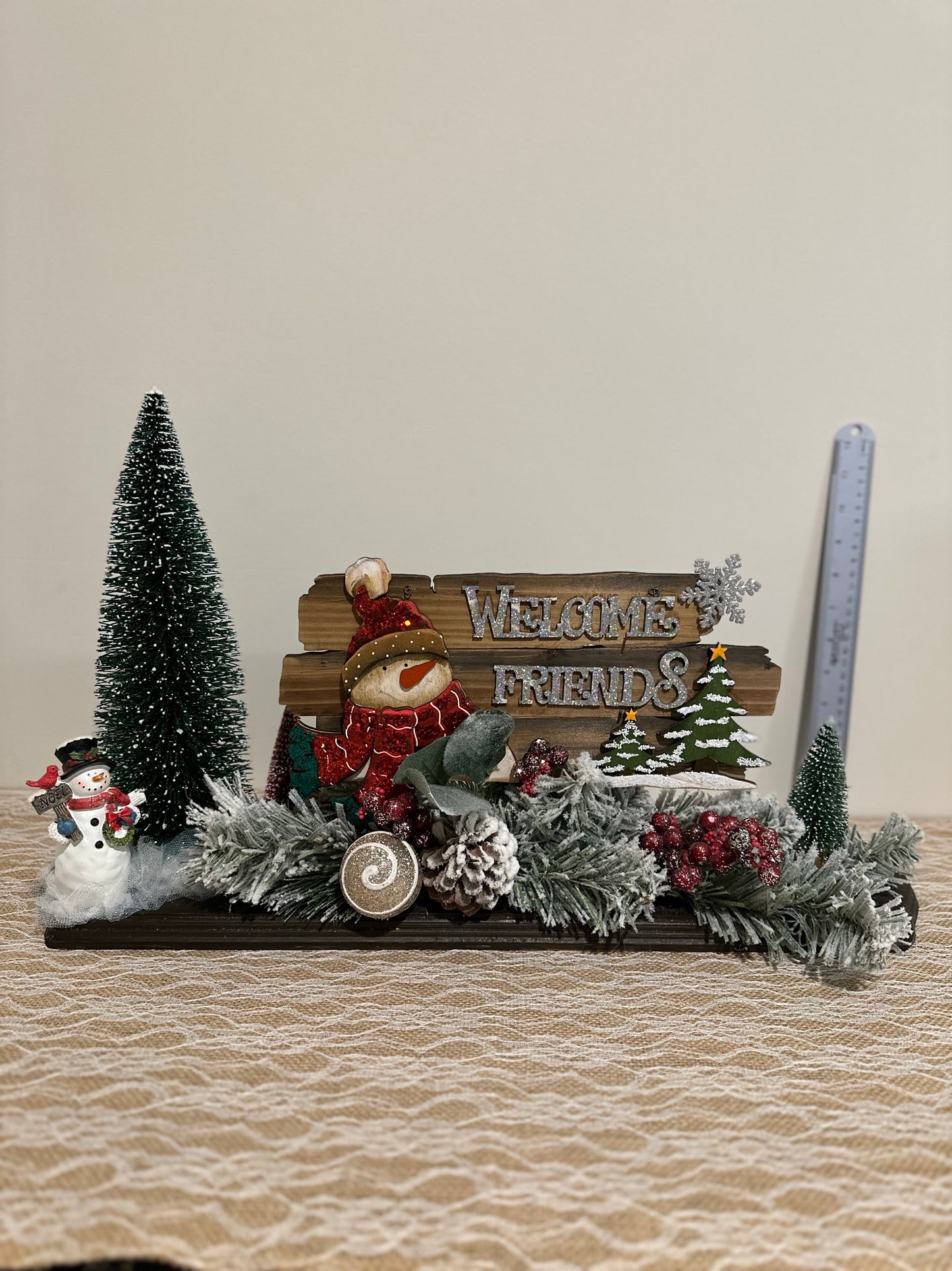 Christmas Tabletop Decor, Welcome Friends Snowman