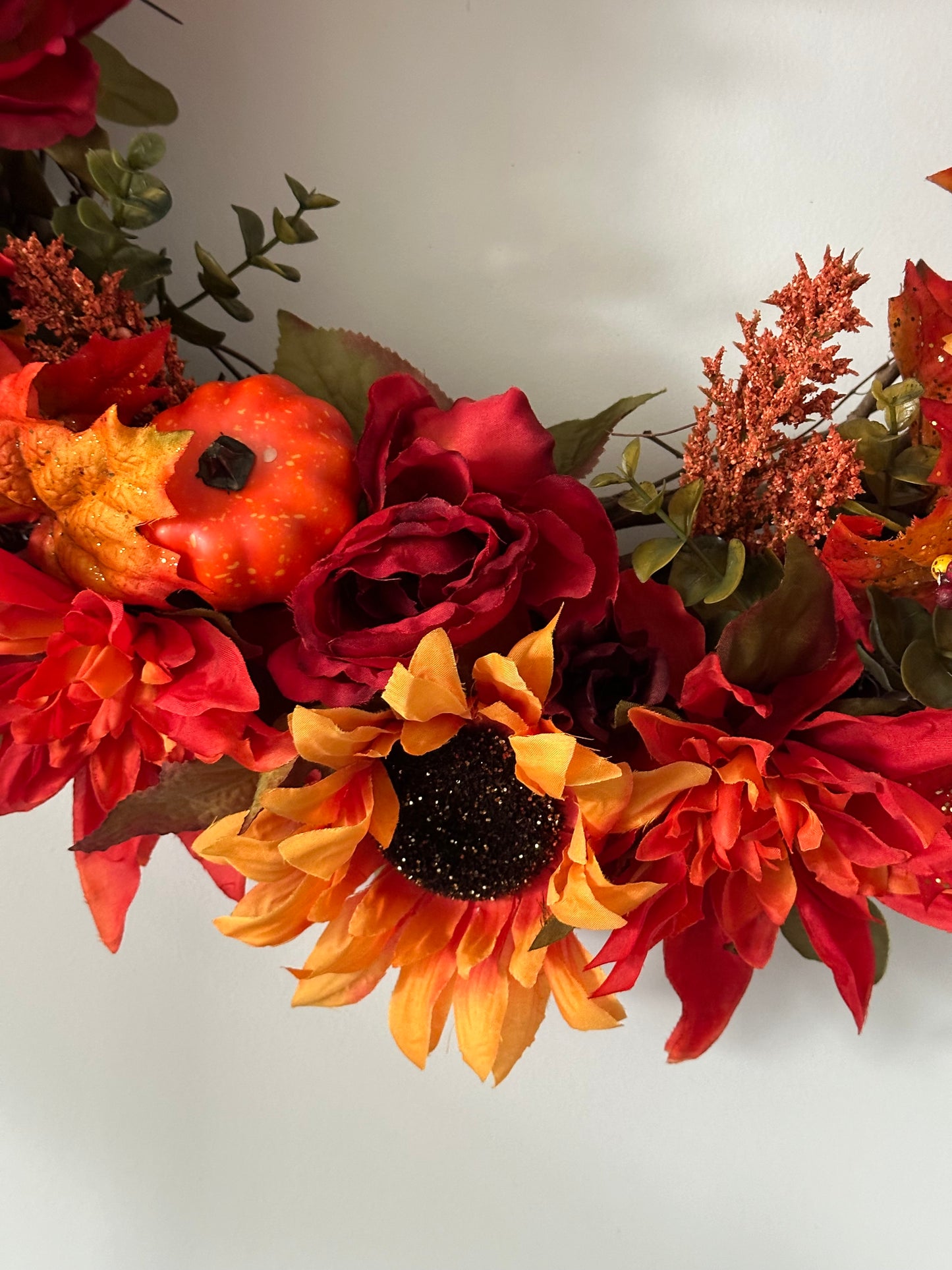Fall Bright Colors Sunflower, Peony, and Rose (18" Wreath)