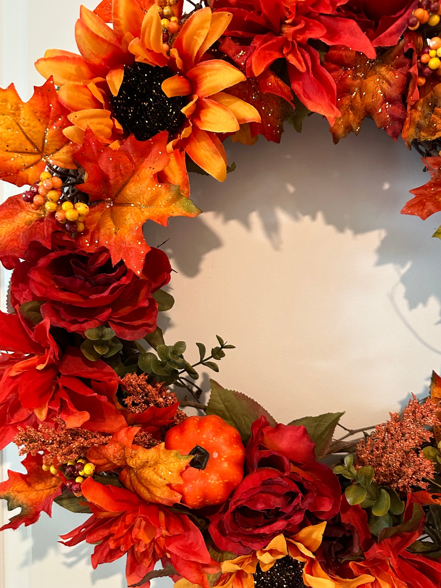 Fall Bright Colors Sunflower, Peony, and Rose (18" Wreath)