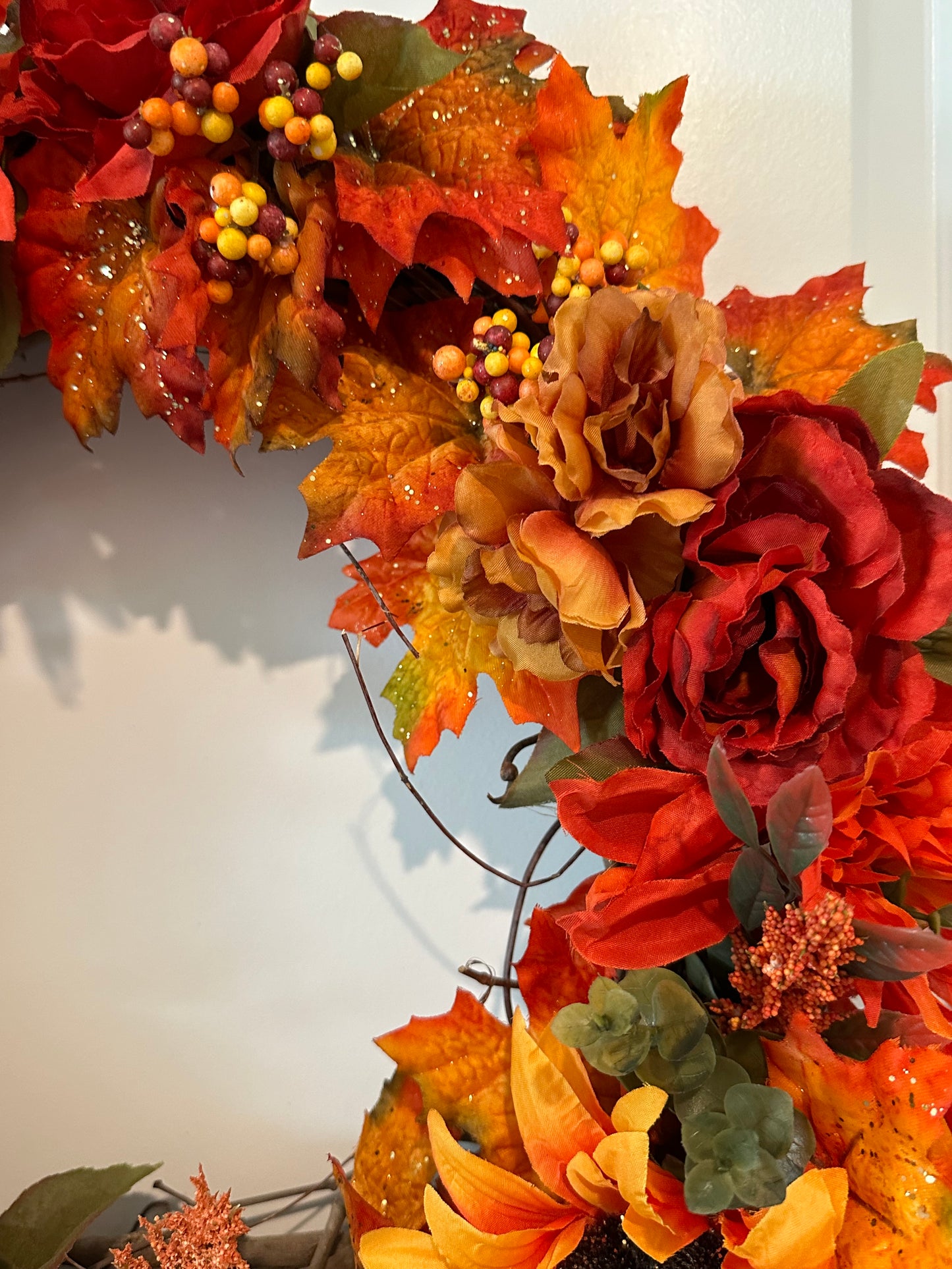 Fall Bright Colors Sunflower, Peony, and Rose (18" Wreath)