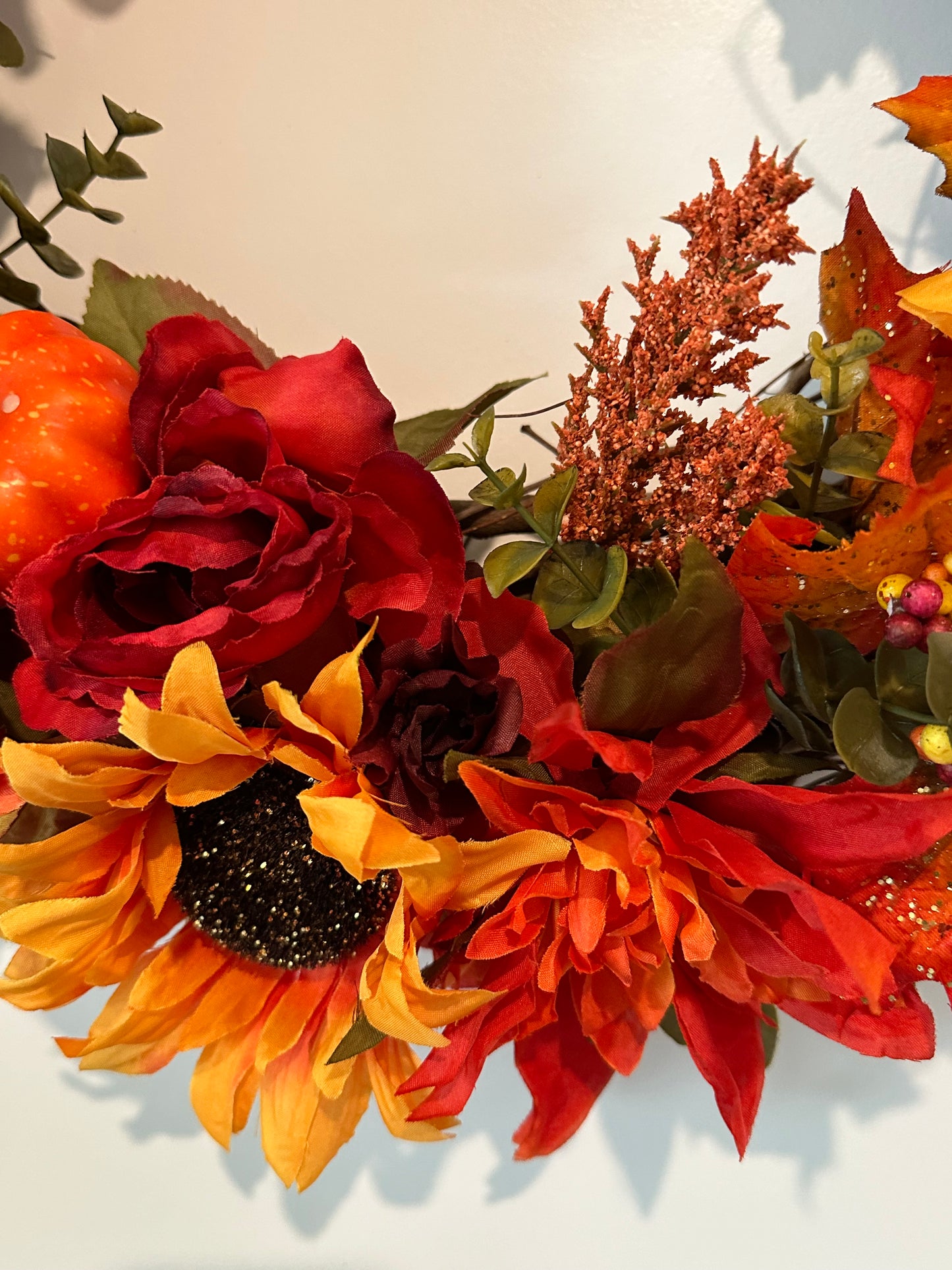 Fall Bright Colors Sunflower, Peony, and Rose (18" Wreath)