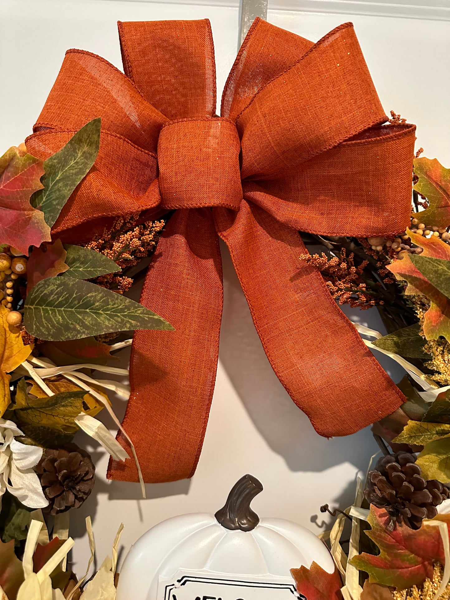 Fall/Thanksgiving, Welcome Friends- Orange Bow