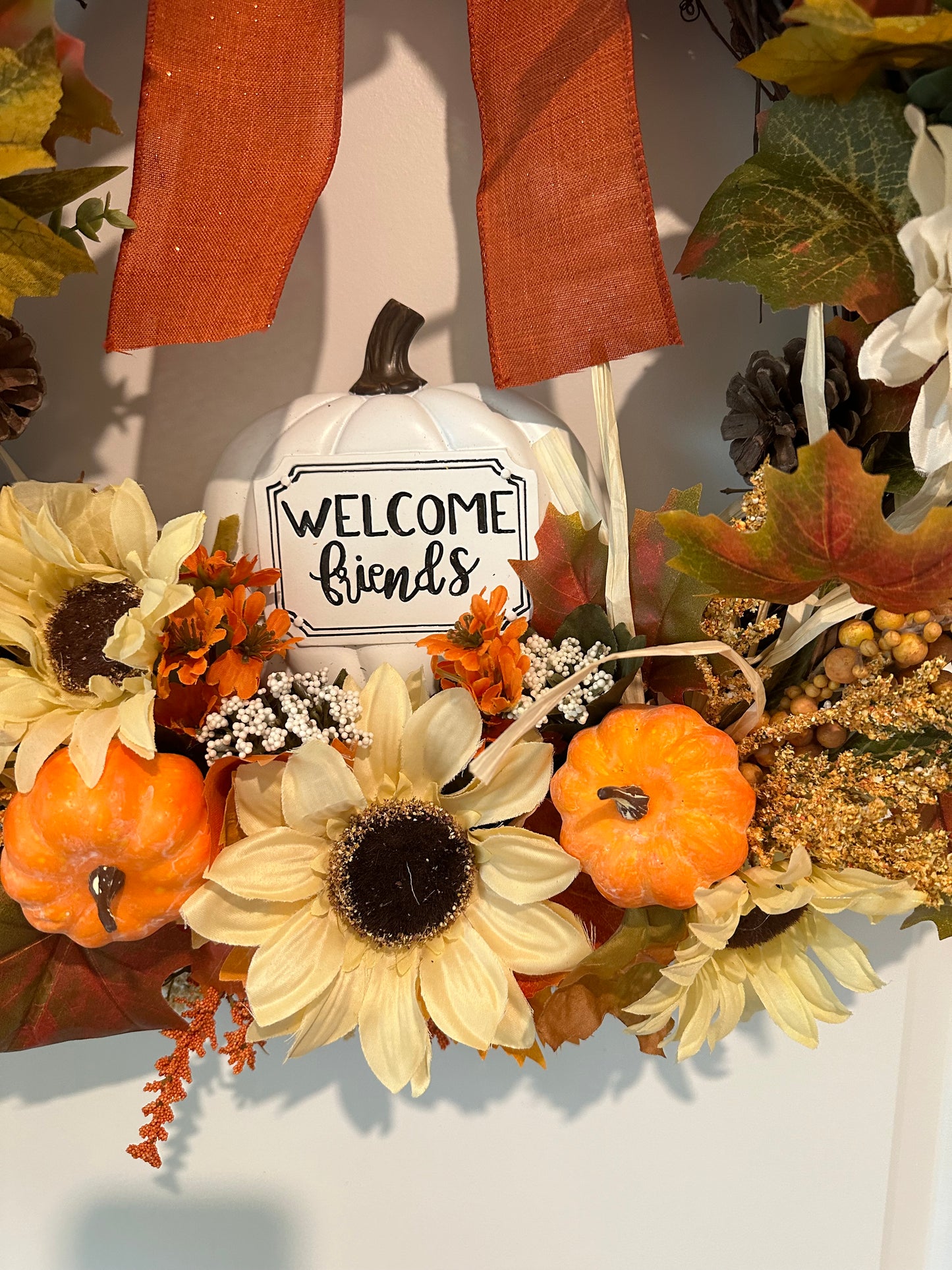 Fall/Thanksgiving, Welcome Friends- Orange Bow