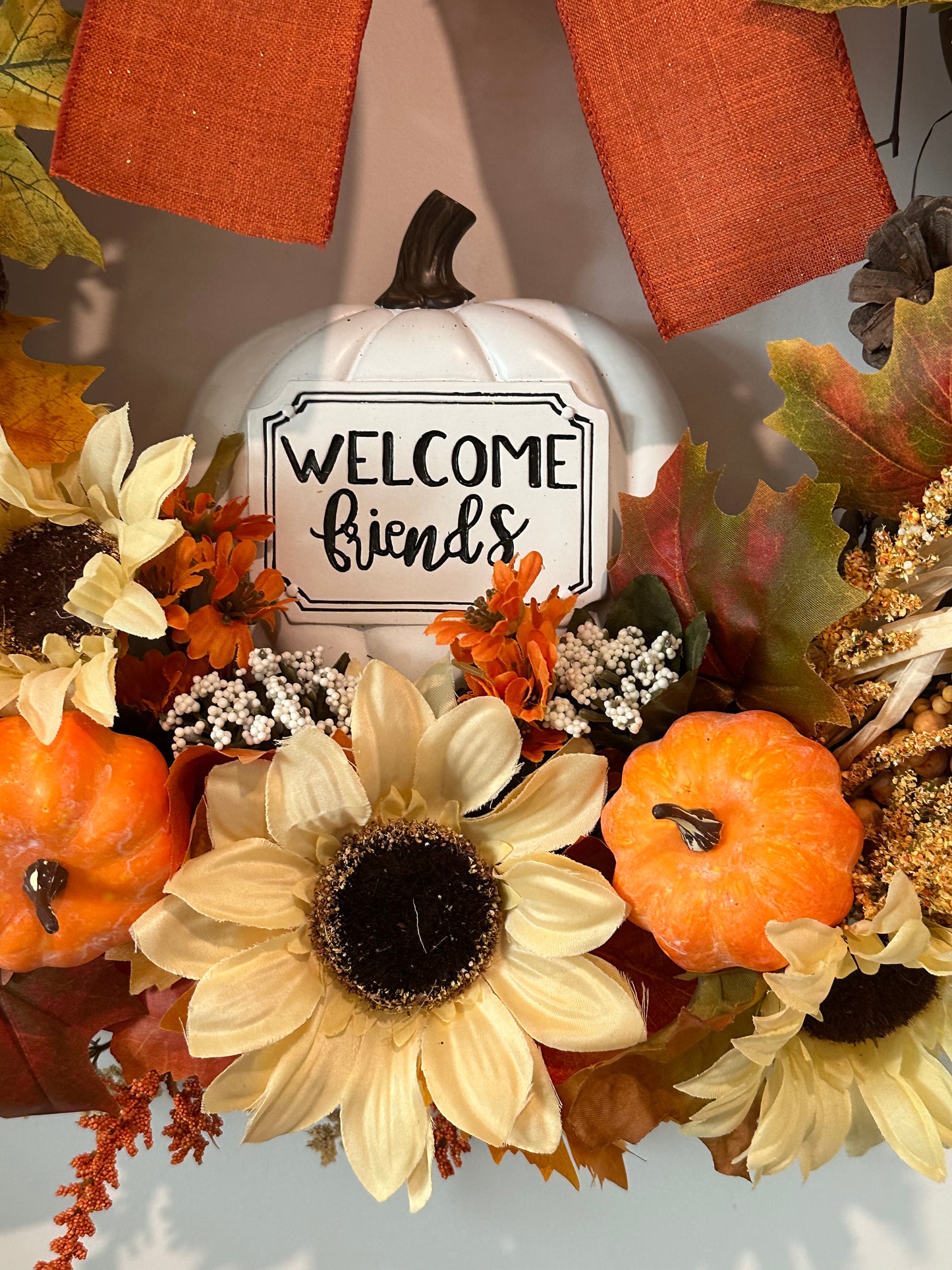 Fall/Thanksgiving, Welcome Friends- Orange Bow