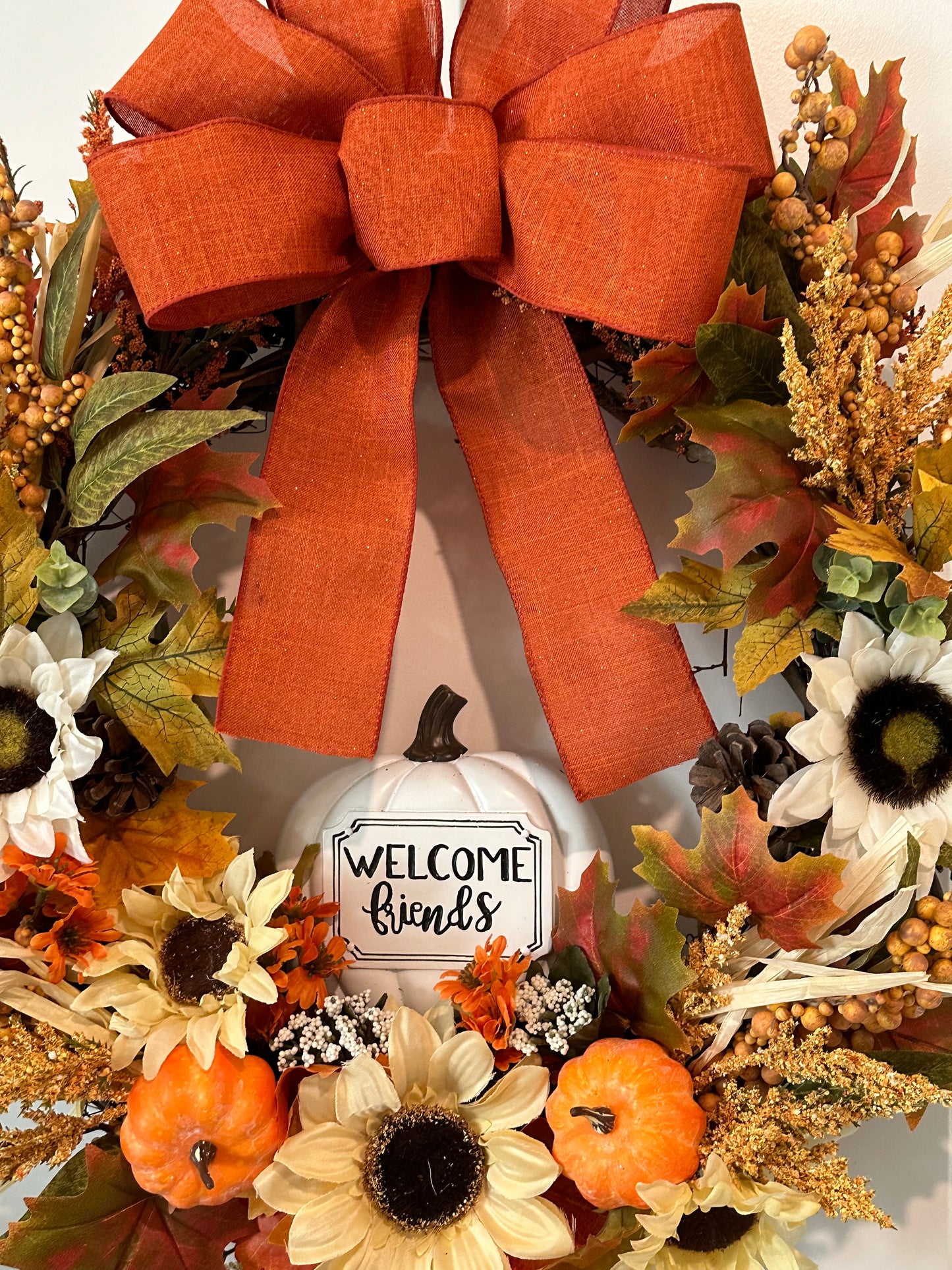 Fall/Thanksgiving, Welcome Friends- Orange Bow