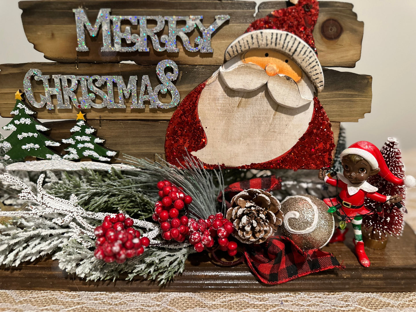 Christmas Tabletop - Santa Claus, Elf, and Gift Decor - Merry Christmas 1A