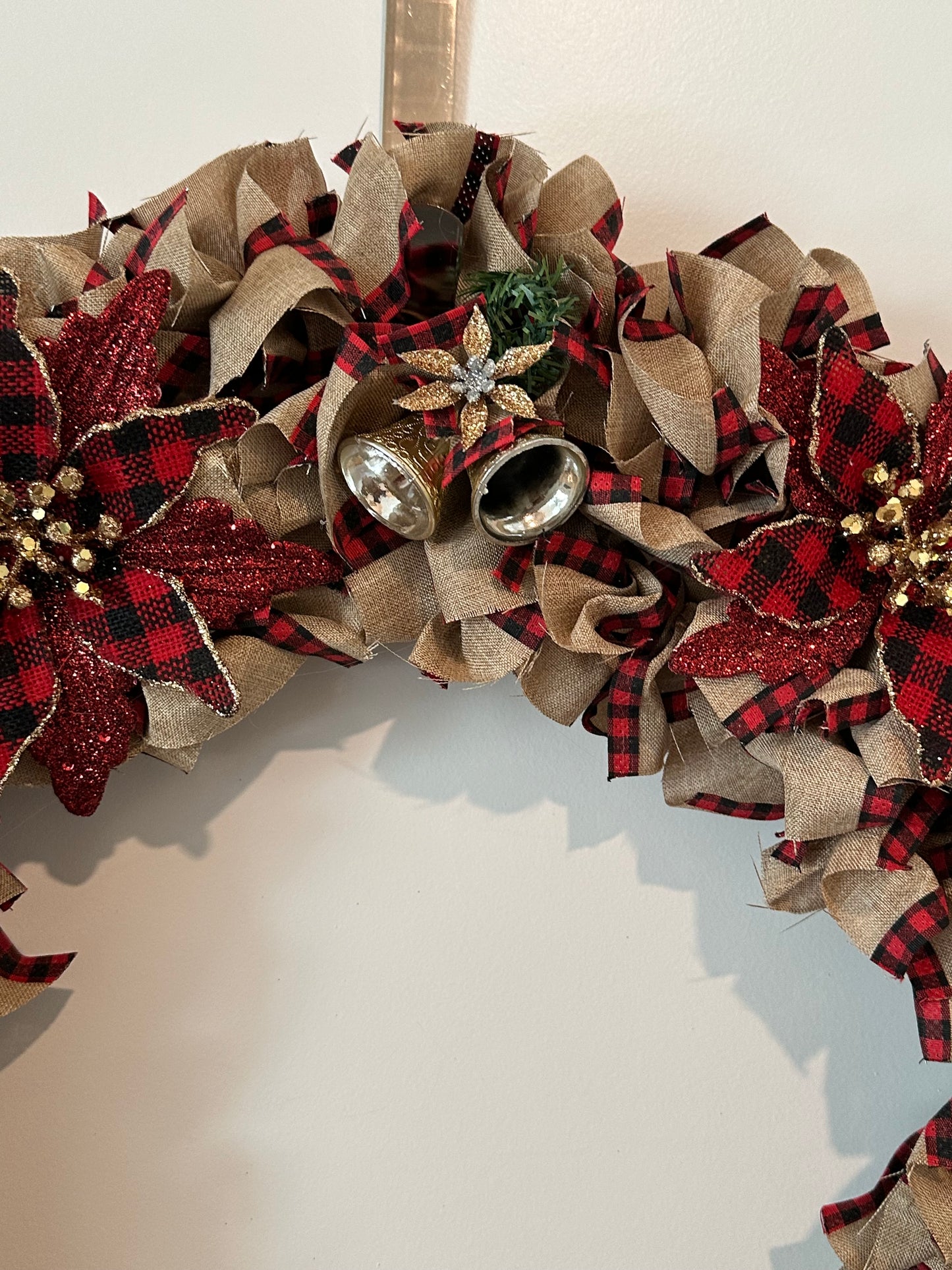 Christmas Wreath - Burlap Red and Black Flower