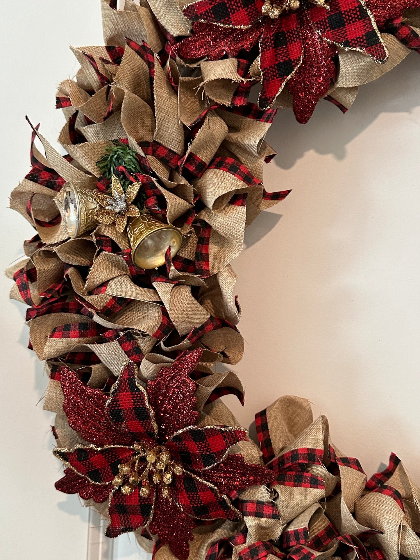 Christmas Wreath - Burlap Red and Black Flower