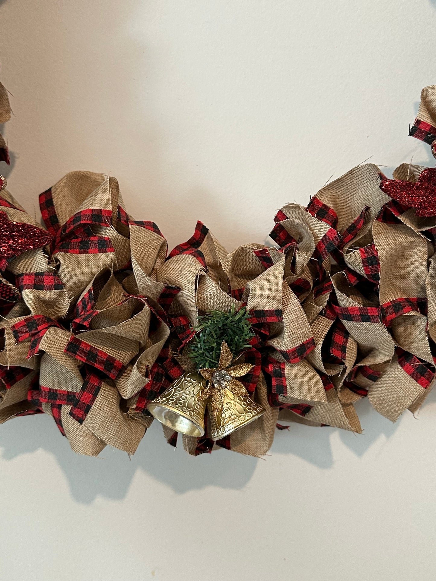 Christmas Wreath - Burlap Red and Black Flower