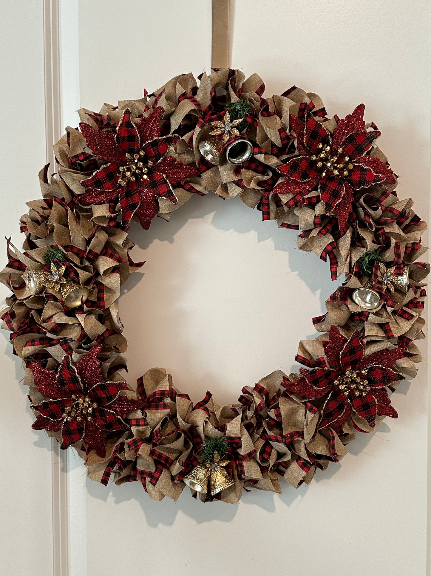 Christmas Wreath - Burlap Red and Black Flower